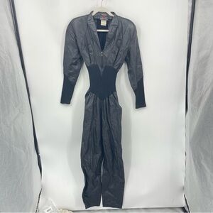 Vintage for David Howard Climax by Karen Okada leather jumpsuit 5-6 black